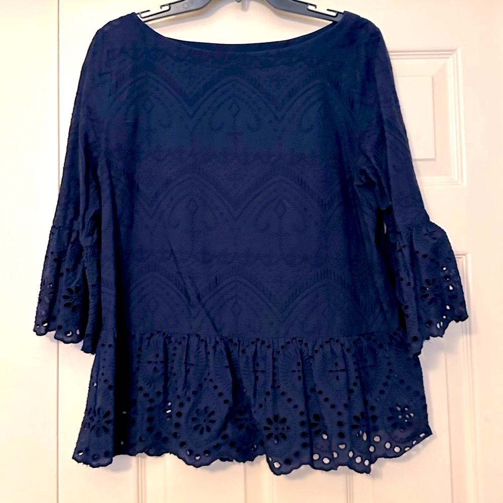 LOFT Eyelet Peplum Top